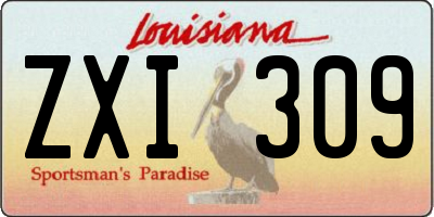 LA license plate ZXI309