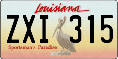 LA license plate ZXI315