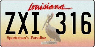 LA license plate ZXI316