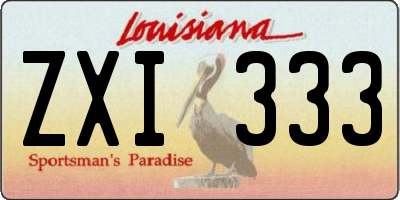 LA license plate ZXI333