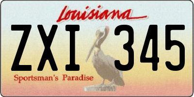 LA license plate ZXI345
