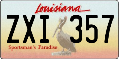 LA license plate ZXI357
