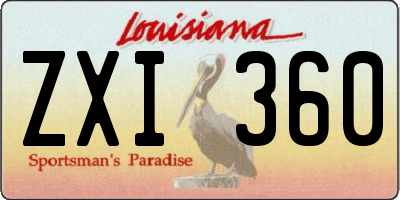 LA license plate ZXI360