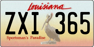 LA license plate ZXI365