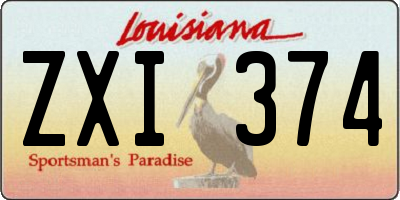 LA license plate ZXI374