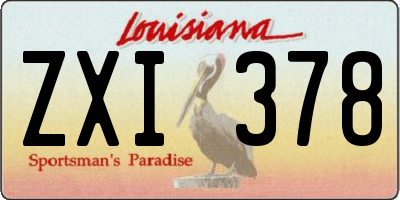 LA license plate ZXI378