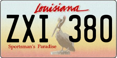 LA license plate ZXI380