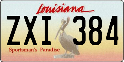 LA license plate ZXI384