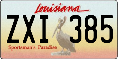LA license plate ZXI385