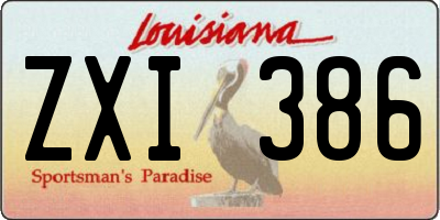 LA license plate ZXI386