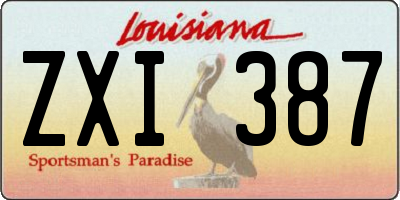 LA license plate ZXI387
