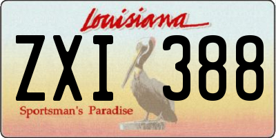 LA license plate ZXI388