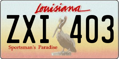 LA license plate ZXI403