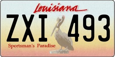 LA license plate ZXI493