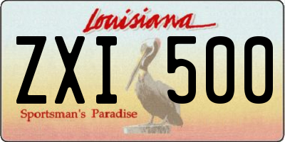 LA license plate ZXI500