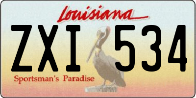 LA license plate ZXI534