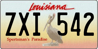 LA license plate ZXI542