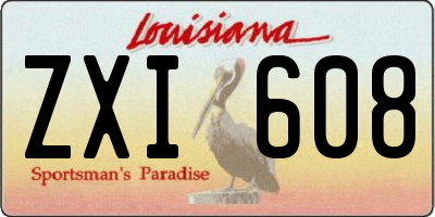LA license plate ZXI608