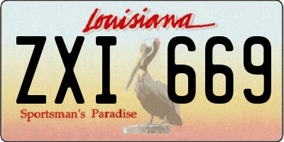 LA license plate ZXI669