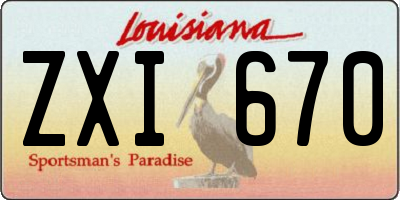 LA license plate ZXI670
