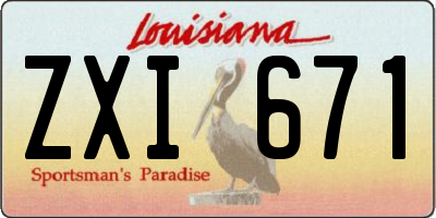 LA license plate ZXI671