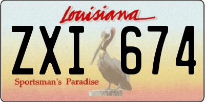 LA license plate ZXI674