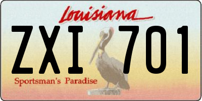 LA license plate ZXI701