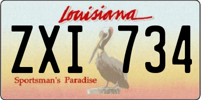 LA license plate ZXI734