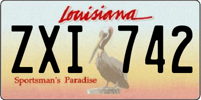 LA license plate ZXI742