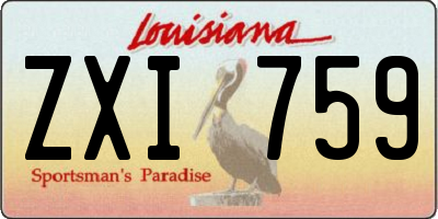 LA license plate ZXI759