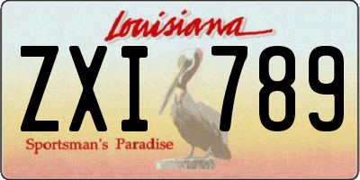 LA license plate ZXI789