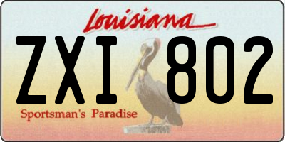 LA license plate ZXI802