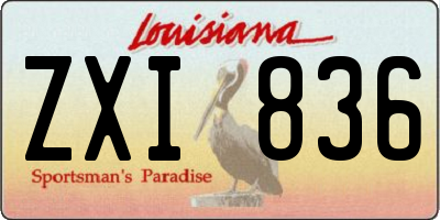 LA license plate ZXI836