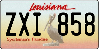 LA license plate ZXI858