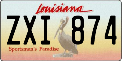 LA license plate ZXI874