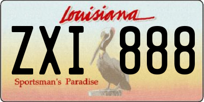 LA license plate ZXI888