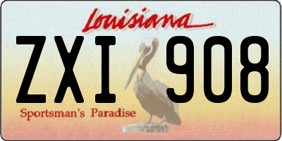 LA license plate ZXI908