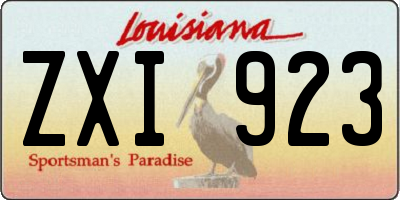 LA license plate ZXI923