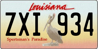 LA license plate ZXI934