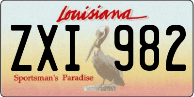 LA license plate ZXI982
