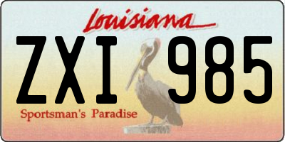 LA license plate ZXI985