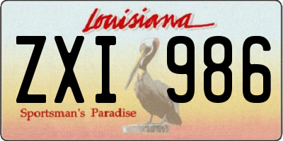 LA license plate ZXI986