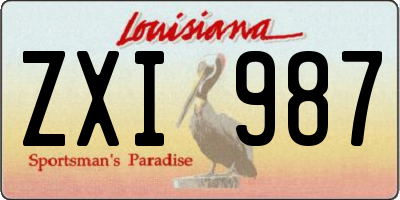 LA license plate ZXI987
