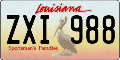 LA license plate ZXI988