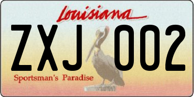 LA license plate ZXJ002