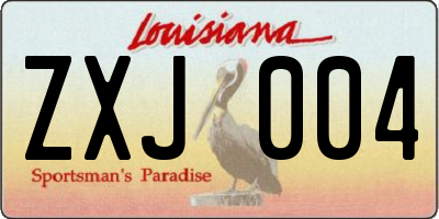 LA license plate ZXJ004