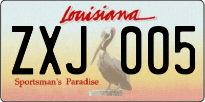 LA license plate ZXJ005