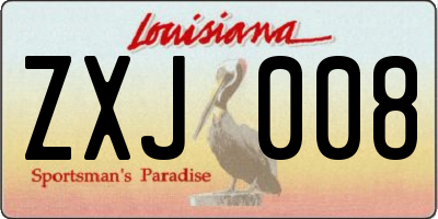 LA license plate ZXJ008