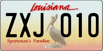 LA license plate ZXJ010