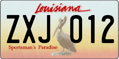 LA license plate ZXJ012